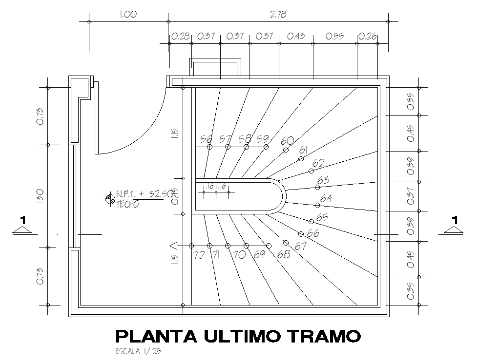 Typical staircase section plan is provided in this AutoCAD file. Download now.