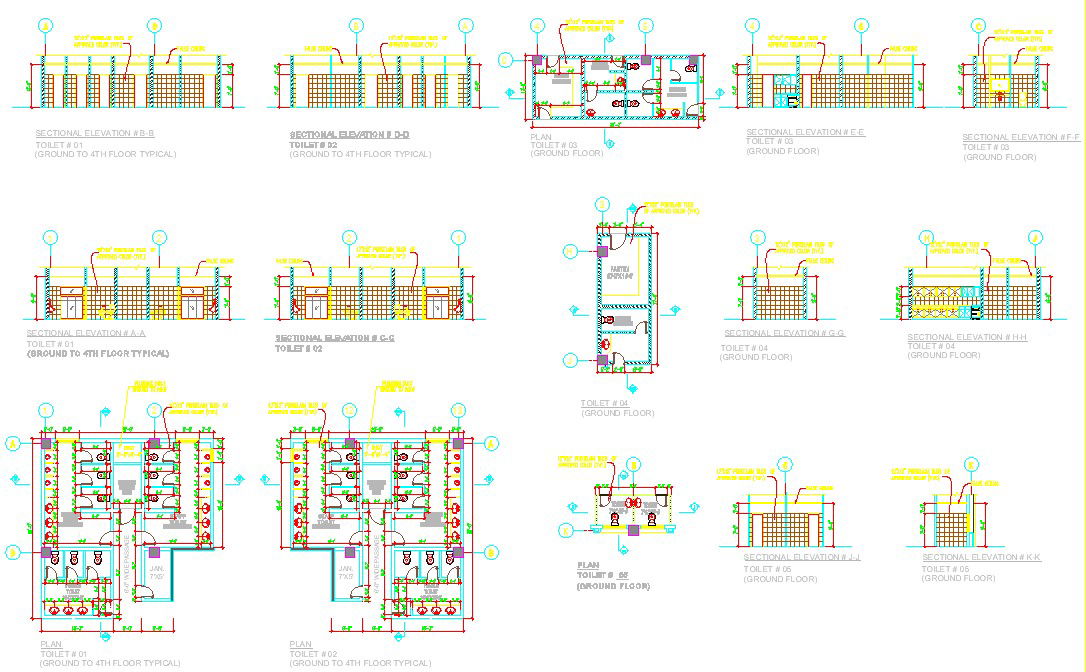 Typical toilet detail drawing in dwg AutoCAD file