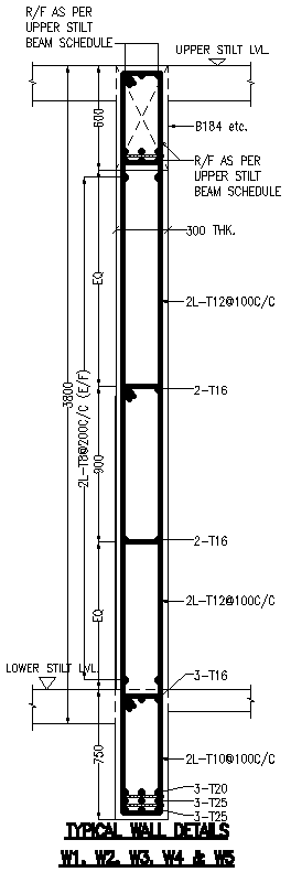 Typical wall details with column construction details dwg autocad drawing .