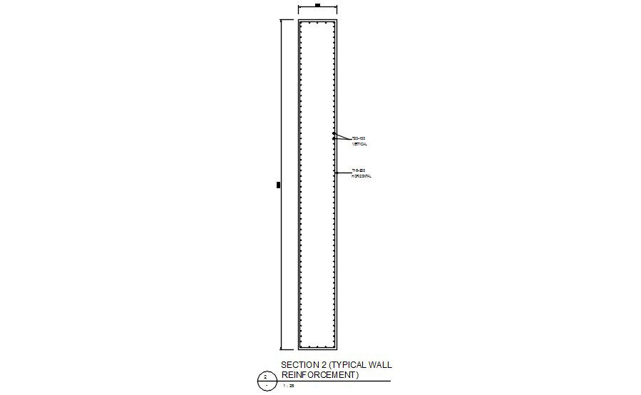Typical wall reinforcement section details are given in this AutoCAD 2D Drawing file.