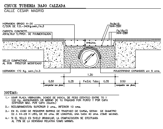 Under ground pipe crossing details of sewer dwg file