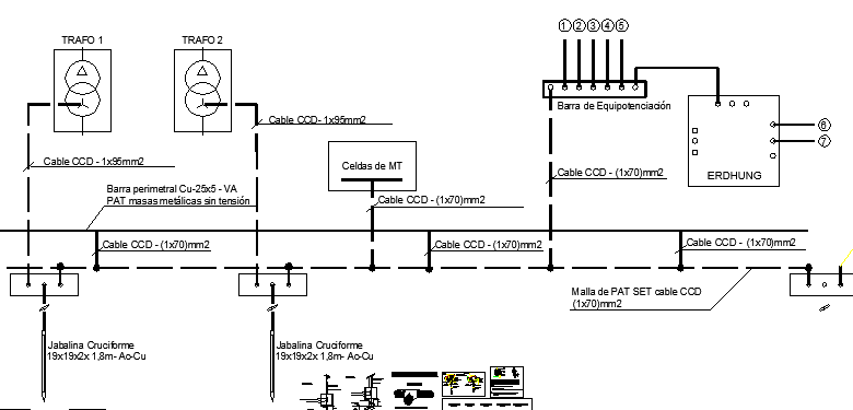 Underground electric installation of building dwg file