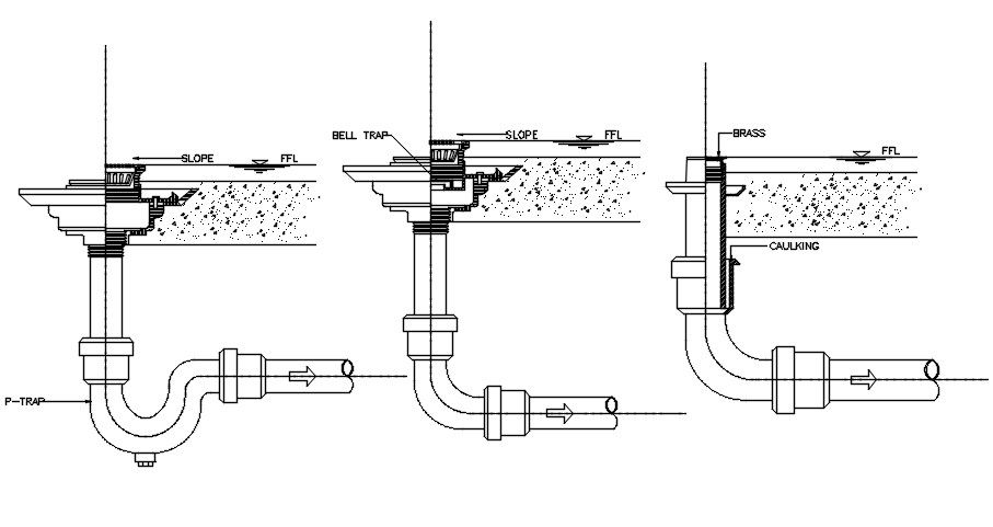 Underground water pipe connection section details are given in this AutoCAD DWG drawing. Download the AutoCAD free 2D DWG file.