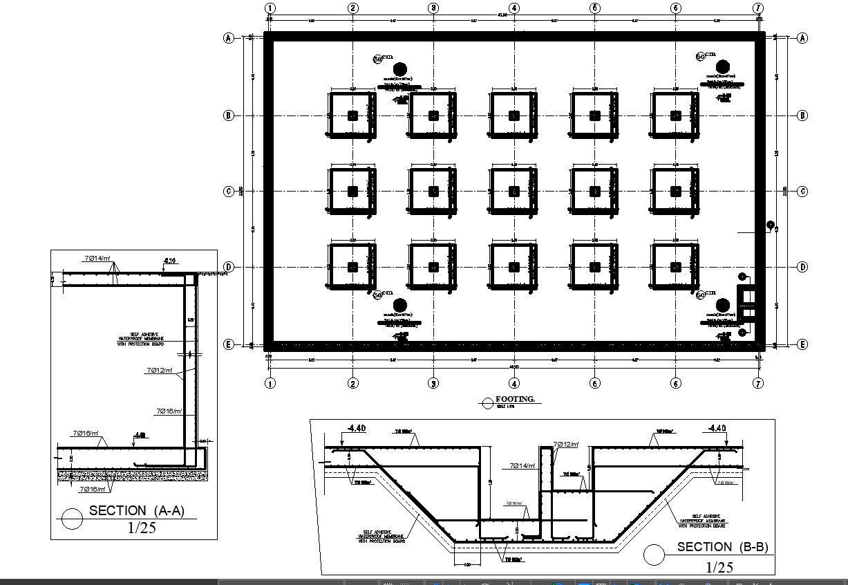 Underwater Tank Footing Details CAD Drawing AutoCAD DWG File