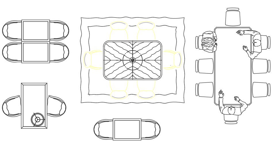 Top View of Unique Dining Table Design in AutoCAD CAD Blocks
