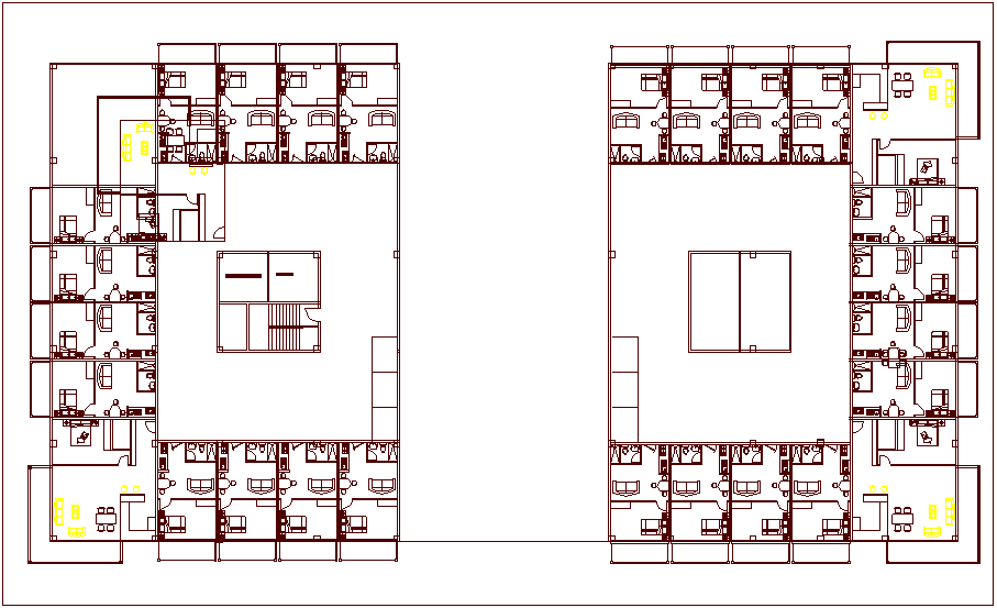 Unit 1 and 2 building plan design dwg file
