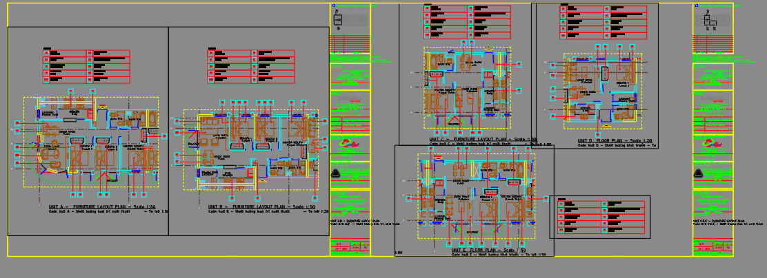 Unit A,B,C,D,E furniture layout