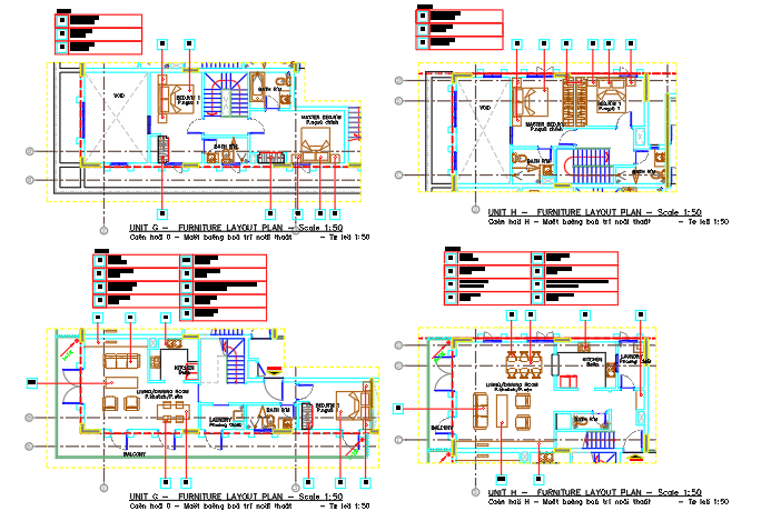 Unit G, H furniture layout