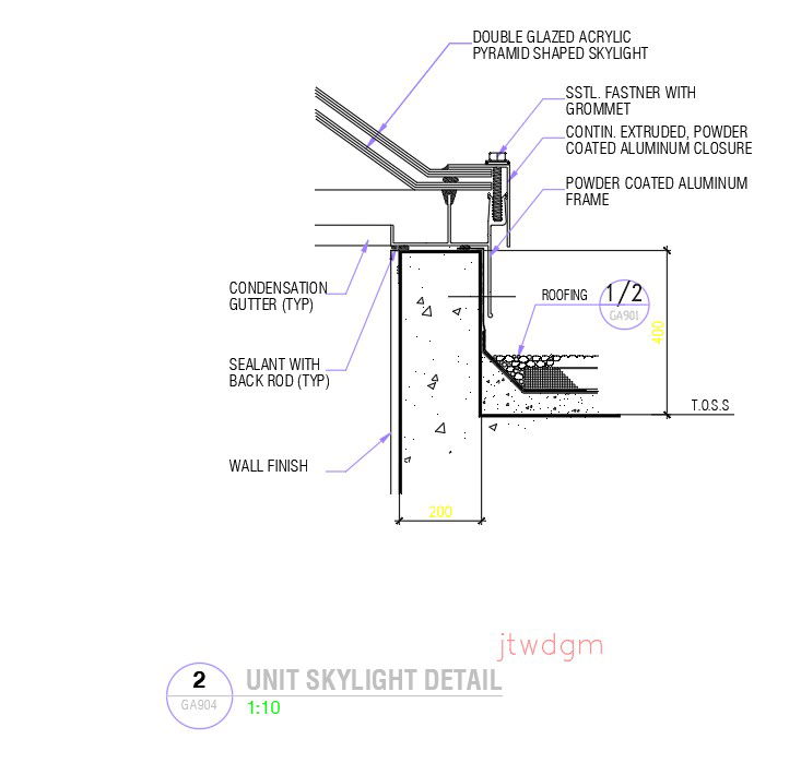 Unit Skylight Detail in AutoCAD 2D Drawing DWG File for Architects