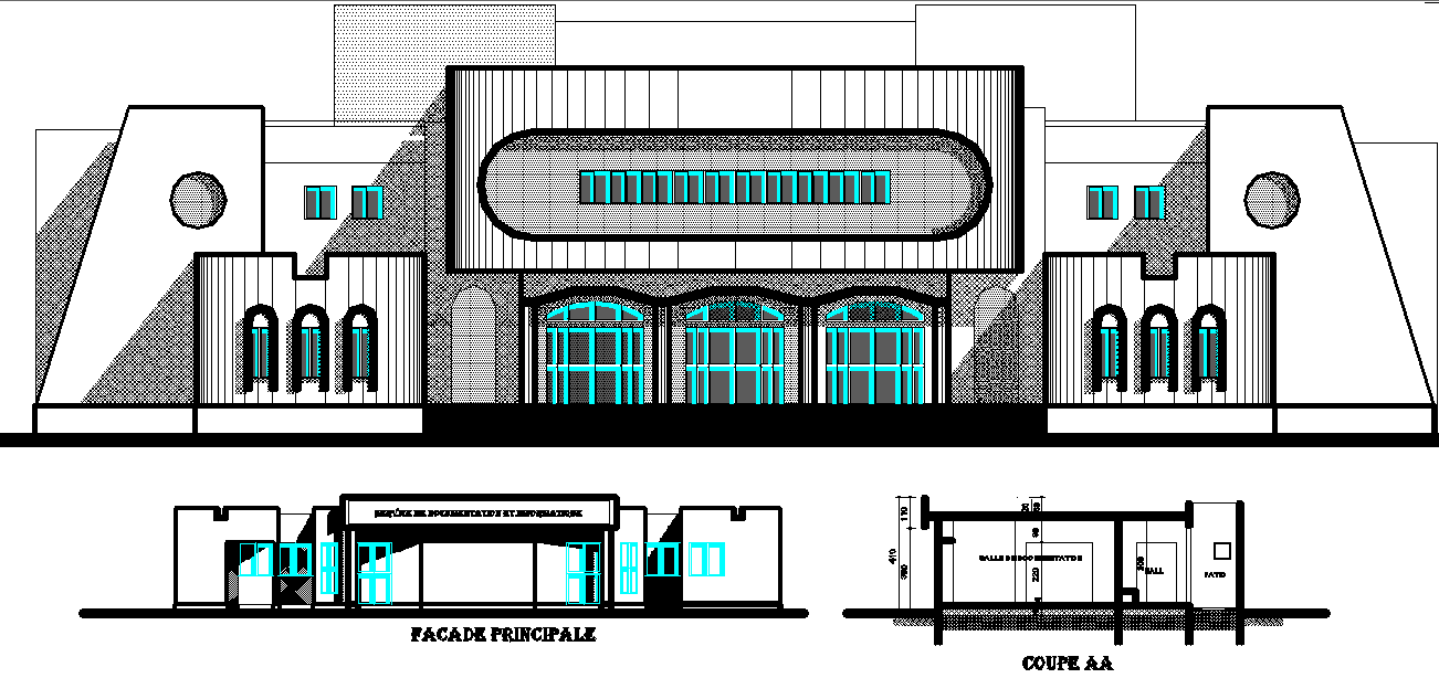 Universal elevation and section detail dwg file