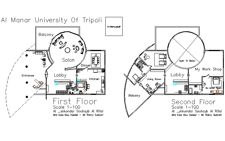University plan detail dwg file