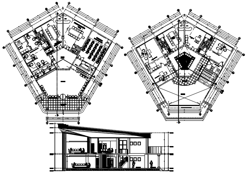 University plan with detail dimension in dwg file
