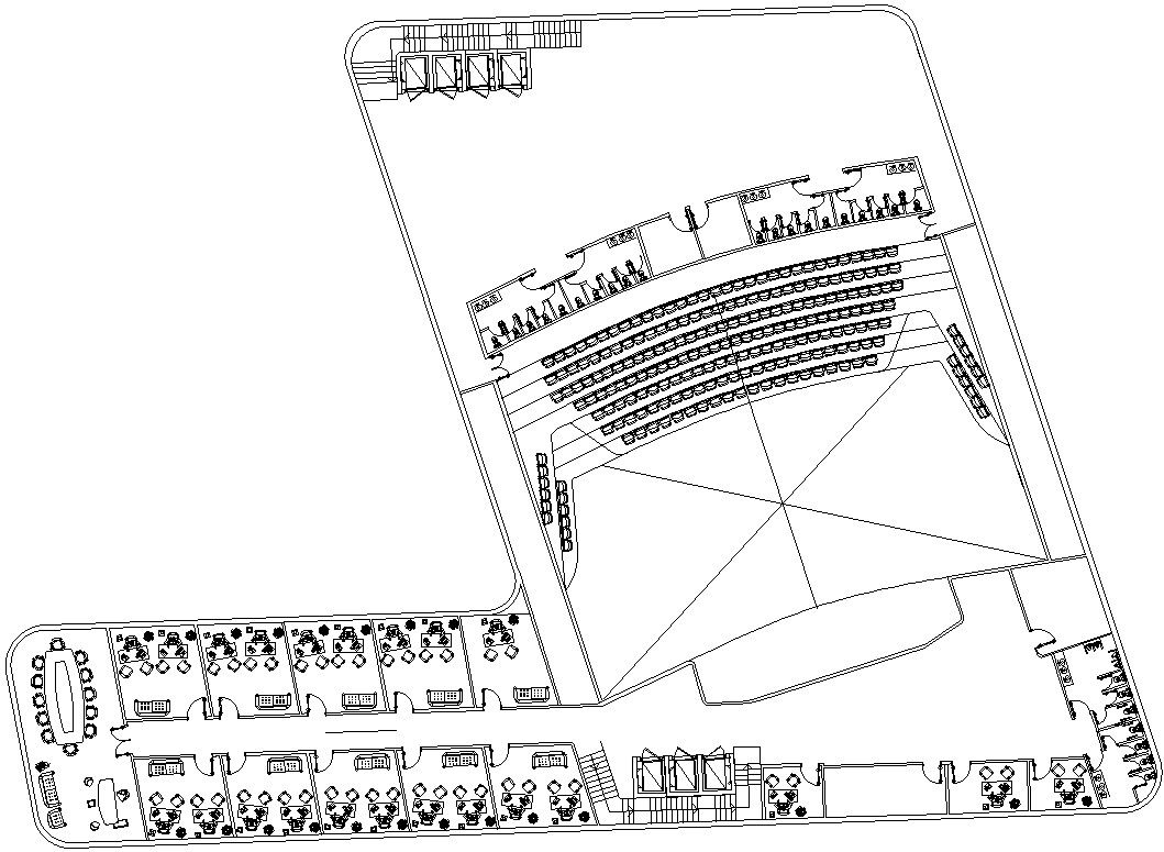 University auditorium floor plan details in AutoCAD, dwg file.