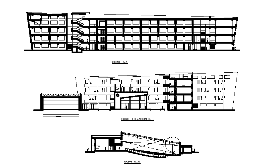University sections detail presented in this cad drawing. Download this 2d AutoCAD drawing file.