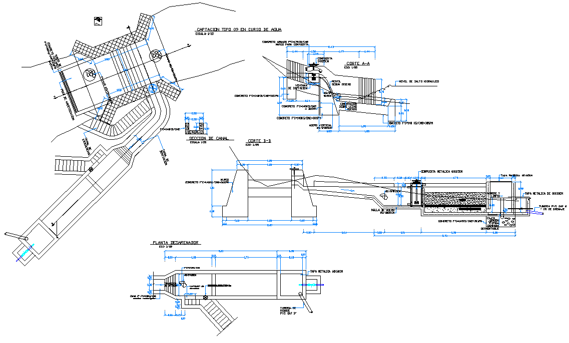 Up take of water type plan detail dwg file