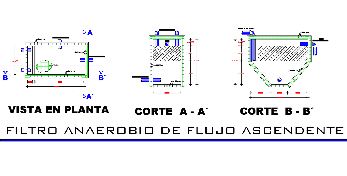Upflow anaerobic filter detail dwg file