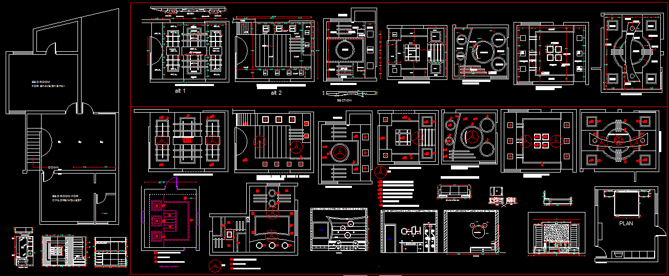 False Ceiling 2D Layout DWG File for Bedroom Interior Design Projects