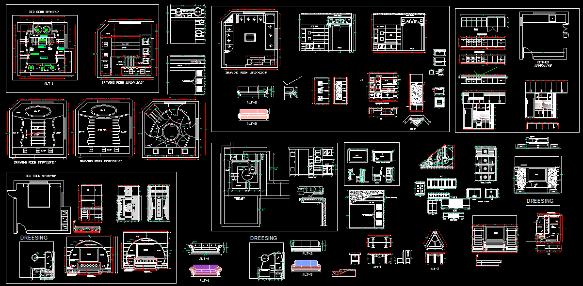 Ceiling and Furniture Elevation DWG File for Interior Design Projects