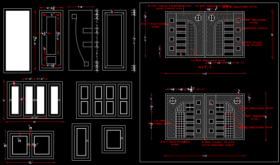 2D CAD Model DWG for Door Window and Gate Design in Architecture