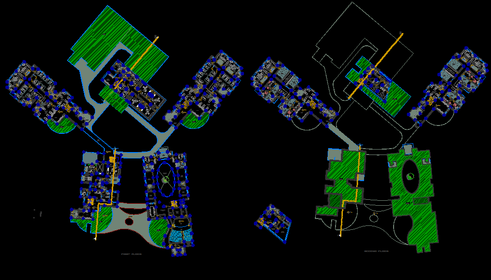 Detailed 2D Hospital Floor Plan CAD Layout with Architectural Design