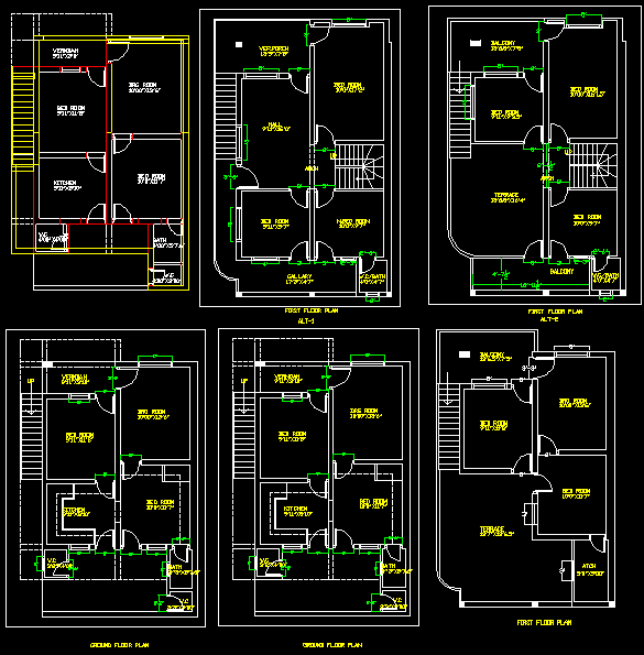 G Plus One House Floor Layout Plan in 2D AutoCAD File Format