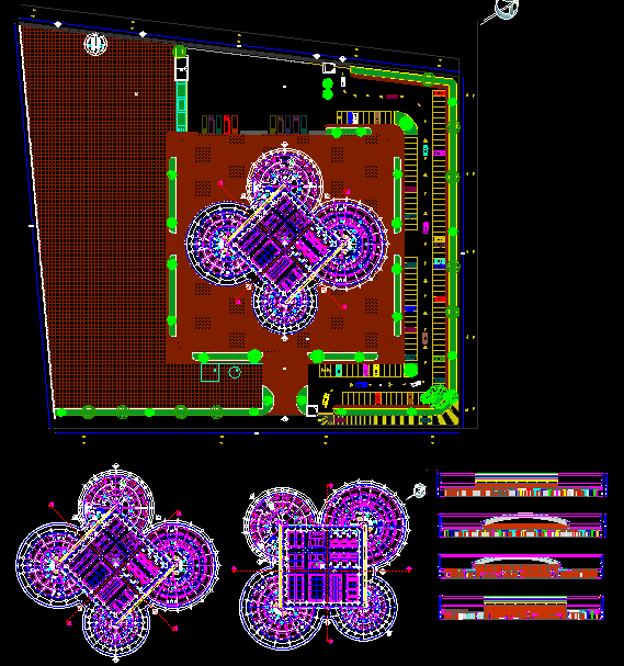 Modern Clubhouse Layout and Elevation Design in CAD Drawing File