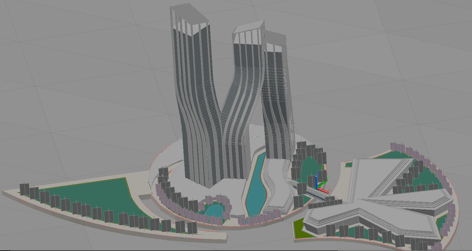 3D CAD Elevation of Zaha Hadid Dancing Tower in DWG Format File