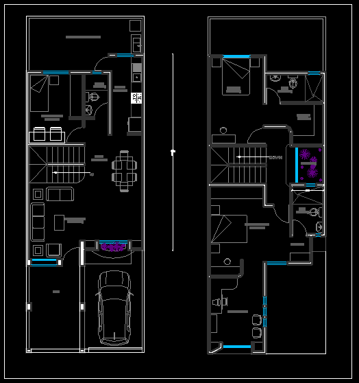 Modern G Plus One House Layout Plan with Detailed DWG Drawing