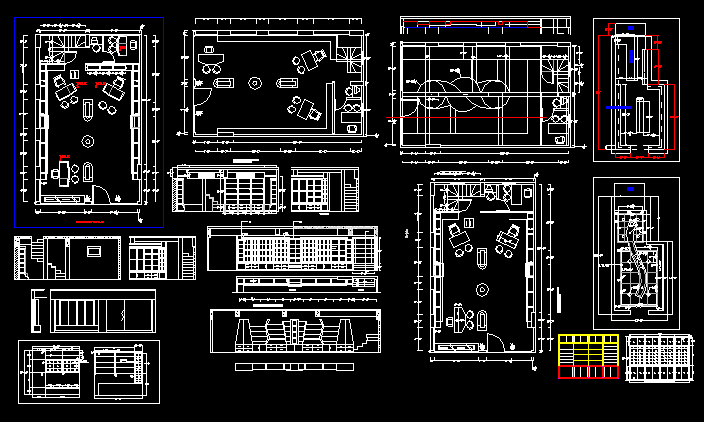 Modern Office Elevation and Layout DWG File for Interior Projects