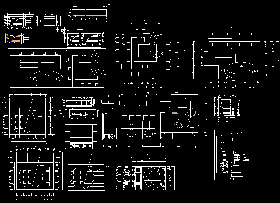 CAD DWG File of Shop and Office Layout with Detailed Elevation Views
