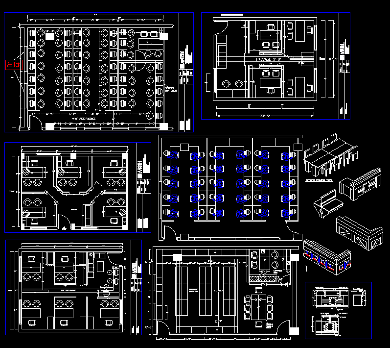 Large Corporate Office Interior Layout DWG File with Furniture Plan