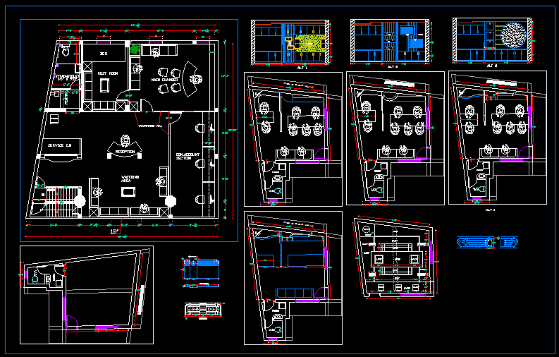 Office Building Section and Floor Layout Design AutoCAD DWG File