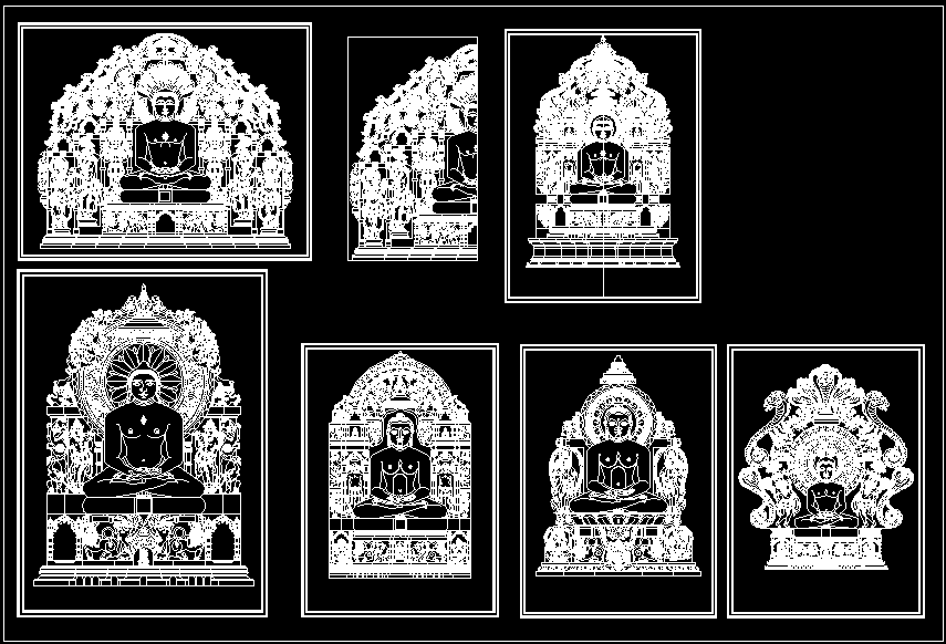 Temple Parikar Architectural Front Elevation Design DWG File