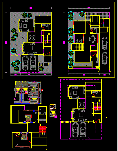 Modern Bungalow Interior Design and Layout Plan AutoCAD DWG File