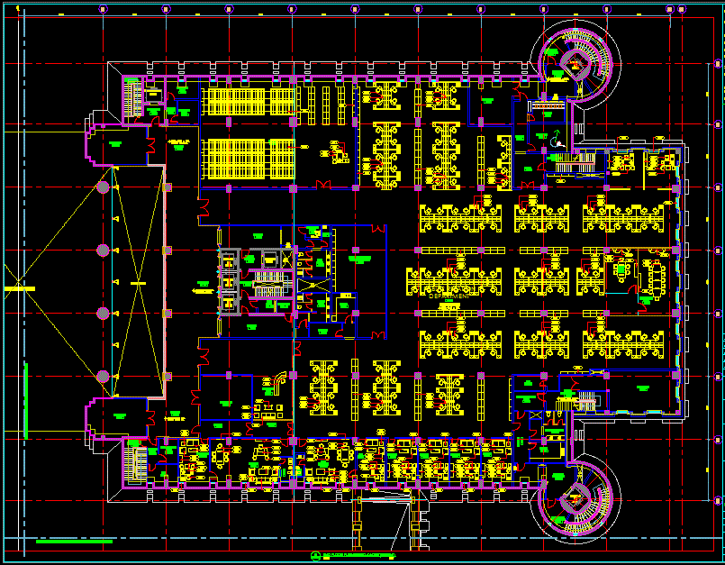 Corporate Office Building Interior Design Layout in AutoCAD File