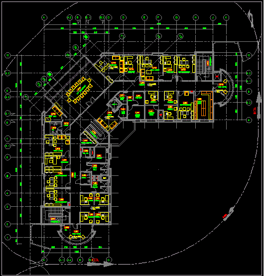 Commercial Office Building Interior Design Layout in AutoCAD File