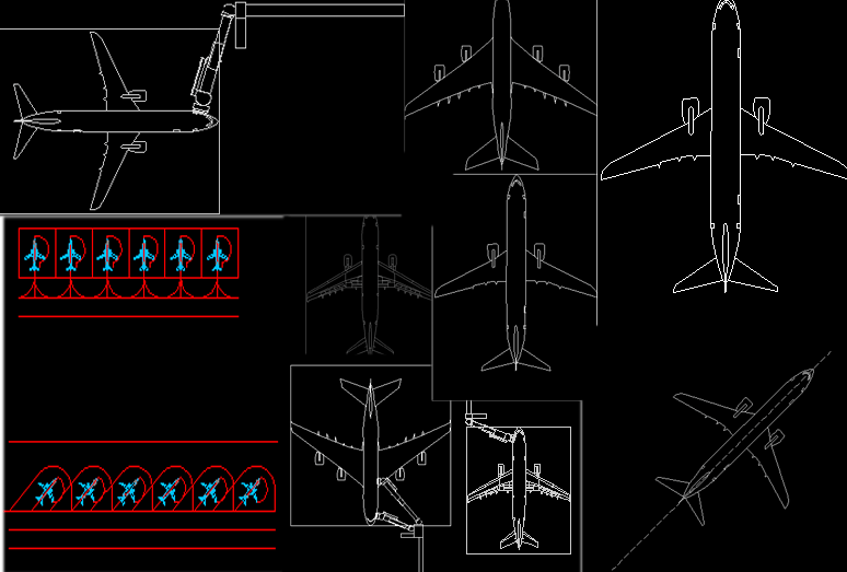 Different Aircraft Design and Layout in AutoCAD Drawing File