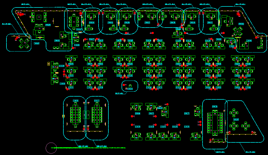 Modern Office Furniture Space Planning Design in AutoCAD DWG File