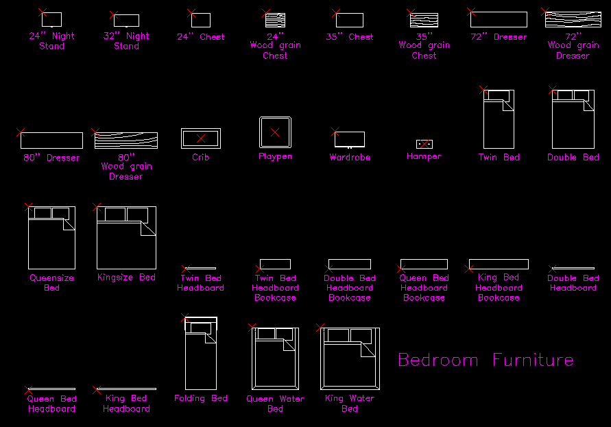 Bedroom Furniture CAD Blocks and Layout Design DWG Drawing File