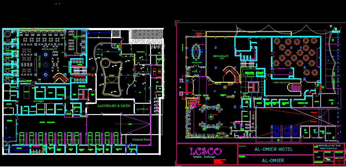 Hotel Architecture Floor Plan and Interior Layout DWG Drawing File