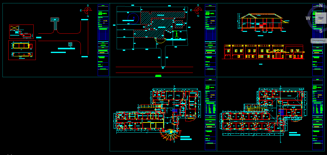 G1 Hospital Floor Plan and Section Architectural Design in CAD File
