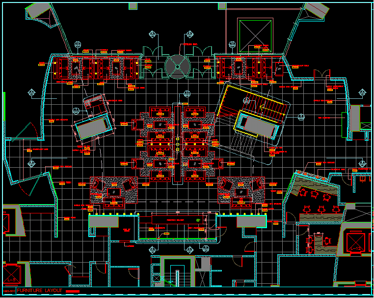 Detailed Corporate Office Interior Layout Plan in AutoCAD File