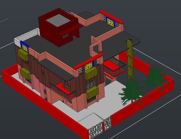 G1 Residential Building 3D Elevation and Layout Design in DWG File