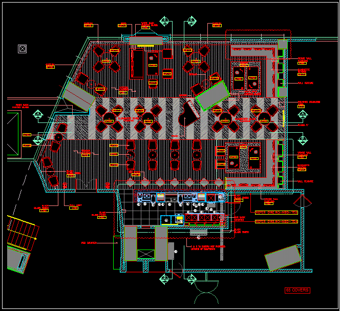 Modern Bar Space and Interior Design Layout in AutoCAD DWG File