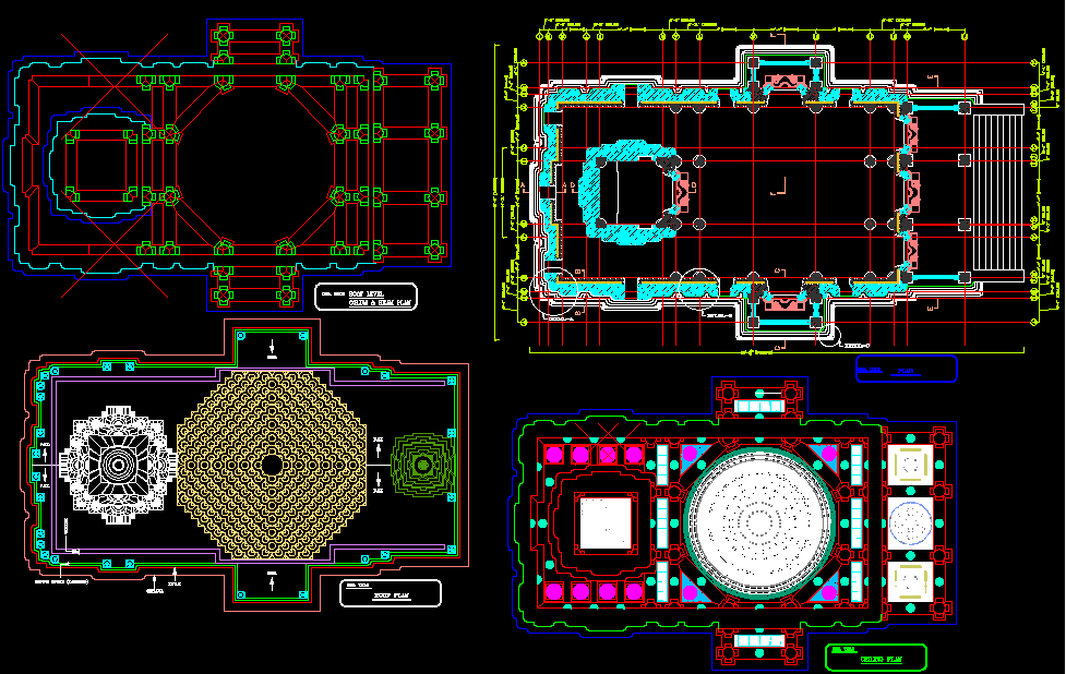 Temple Roof Ceiling Design and Layout Plan in AutoCAD DWG File