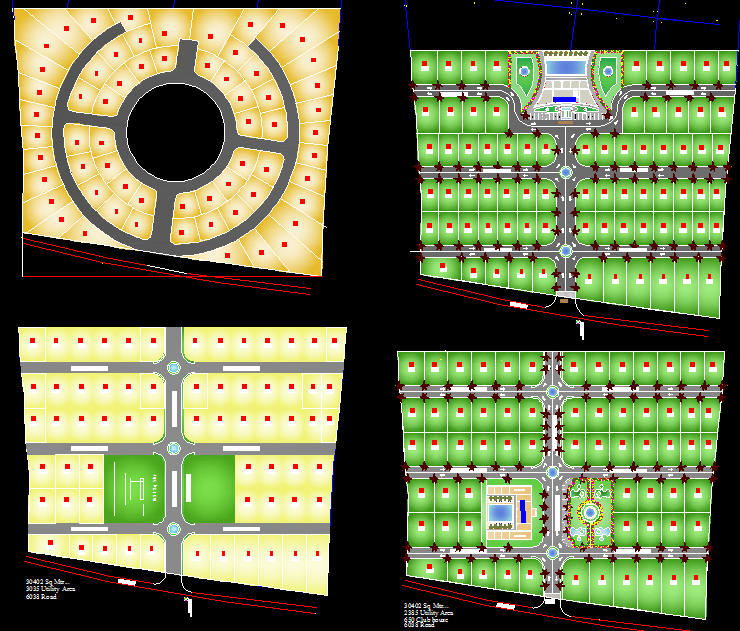 Town Planning Layout with Bungalow Design and Details in CAD DWG File