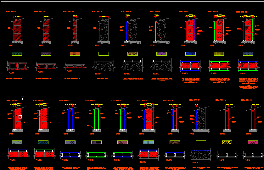Wall Block Elevation Drawing Design Layout AutoCAD DWG Files