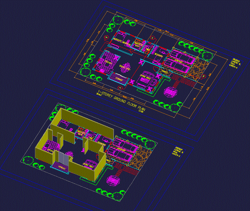 Bungalow DWG CAD Design Drawing Layout for Modern Home Planning