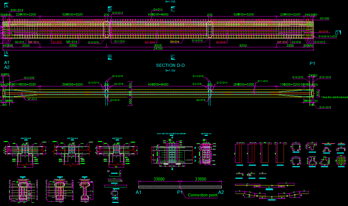 Girder Interior DWG CAD Design Drawing Layout for Structural Planning