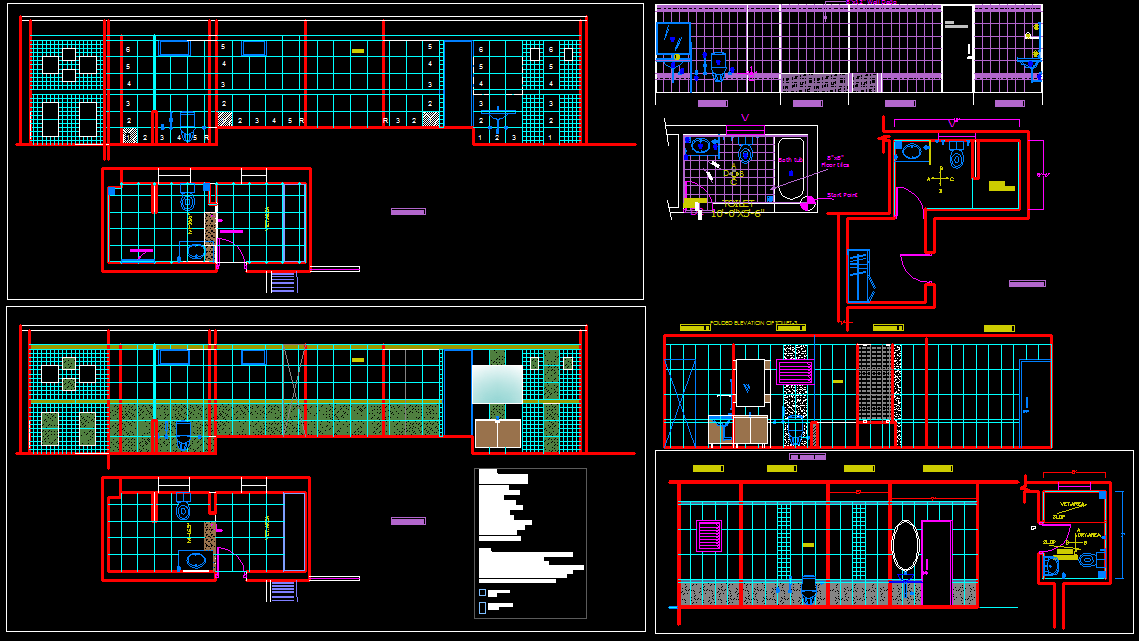 Modern Bathroom and Toilet Section Layout in AutoCAD DWG Drawing File